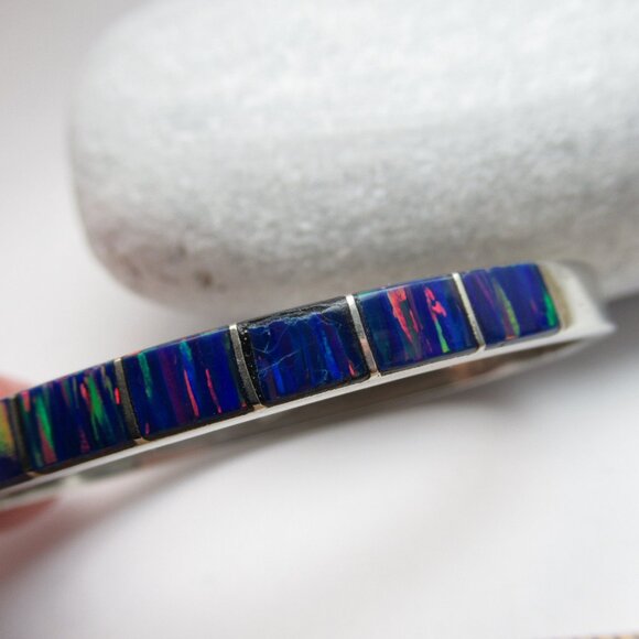 Mexico 925 Jewelry - Dark Rainbow Opal bangle bracelet